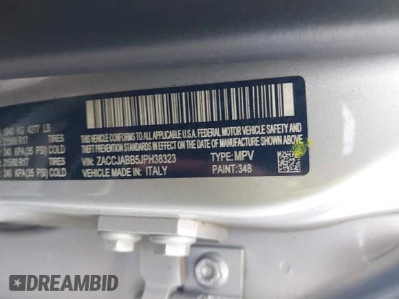 2018 Jeep Renegade Latitude with VIN ZACCJABB5JPH38323, listed as a IAAI auction lot 42938432 with 67,697 mi miles and . Bid and sale history available at DreamBid. Image 9.
