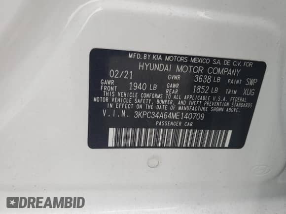 2021 Hyundai Accent Limited z VIN 3KPC34A64ME140709, wystawiony jako Copart lot #65752035 z przebiegiem 39 490 mil mil oraz Szkoda całkowita • Salvage title. Historia ofert i sprzedaży dostępna na DreamBid. Obrazek 12.