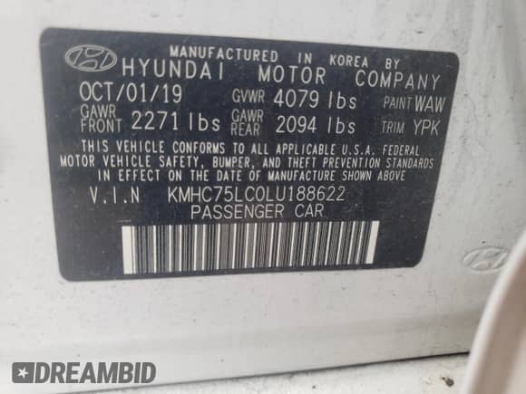 2020 Hyundai Ioniq SE с VIN KMHC75LC0LU188622, выставлен на аукционе Copart как лот 54482954 с пробегом 39 343 миль миль и Списание • Salvage title. История ставок и продаж доступна на DreamBid. Изображение 12.