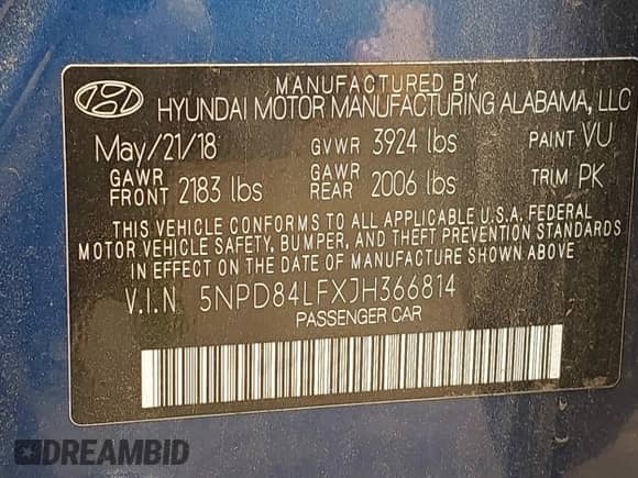 2018 Hyundai Elantra SEL с VIN 5NPD84LFXJH366814, выставлен на аукционе IAAI как лот 42898039 с пробегом 92 954 миль миль и . История ставок и продаж доступна на DreamBid. Изображение 9.