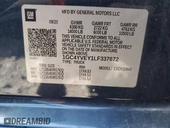 2020 Chevrolet Silverado 3500HD High Country с VIN 1GC4YVEY1LF337672, выставлен на аукционе Copart как лот 62410355 с пробегом 179 810 миль миль и Списание • Salvage title. История ставок и продаж доступна на DreamBid. Изображение 12.