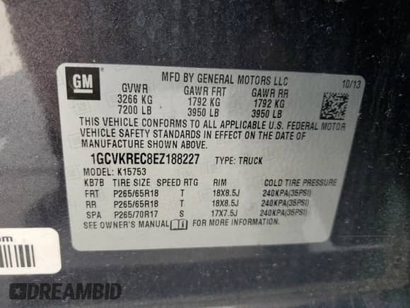 2014 Chevrolet Silverado 1500 LT z VIN 1GCVKREC8EZ188227, wystawiony jako Copart lot #80330205 z przebiegiem 195 230 mil mil oraz Szkoda całkowita • Salvage title. Historia ofert i sprzedaży dostępna na DreamBid. Obrazek 12.