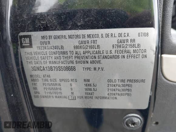 2009 Chevrolet HHR LS с VIN 3GNCA13B79S508668, выставлен на аукционе IAAI как лот 43489148 с пробегом 209 503 миль миль и . История ставок и продаж доступна на DreamBid. Изображение 9.