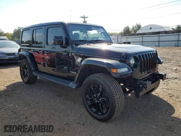 2021 Jeep Wrangler Unlimited Sahara High Altitude with VIN 1C4HJXEG7MW537997, listed as a Copart auction lot 74322054 with 60,226 mi miles and Salvage title. Bid and sale history available at DreamBid. Image 4.