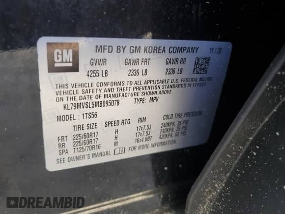 2021 Chevrolet TrailBlazer ACTIV z VIN KL79MVSL5MB095078, wystawiony jako Copart lot #76811524 z przebiegiem Nie podano mil oraz Nie do naprawy • Non repairable. Historia ofert i sprzedaży dostępna na DreamBid. Obrazek 13.