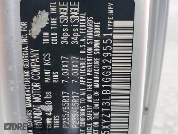 2016 Hyundai Santa Fe с VIN 5XYZT3LB1GG329551, выставлен на аукционе Copart как лот 65376225 с пробегом 155 671 миль миль и Списание • Salvage title. История ставок и продаж доступна на DreamBid. Изображение 13.