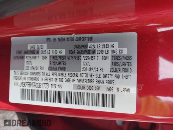 2024 Mazda CX-5 S Select z VIN JM3KFBBM7R0381773, wystawiony jako IAAI lot #42356753 z przebiegiem 13 593 mil mil oraz . Historia ofert i sprzedaży dostępna na DreamBid. Obrazek 9.