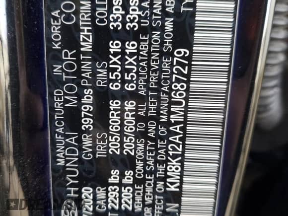 2021 Hyundai Kona SE z VIN KM8K12AA1MU687279, wystawiony jako Copart lot #71052535 z przebiegiem 83 934 mil mil oraz Czysty tytuł • Clean title. Historia ofert i sprzedaży dostępna na DreamBid. Obrazek 12.