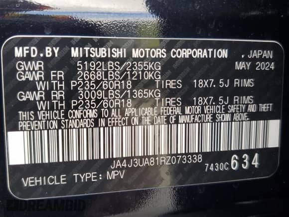 2024 Mitsubishi Outlander ES with VIN JA4J3UA81RZ073338, listed as a Copart auction lot 64772225 with 29,146 mi miles and Salvage title. Bid and sale history available at DreamBid. Image 14.