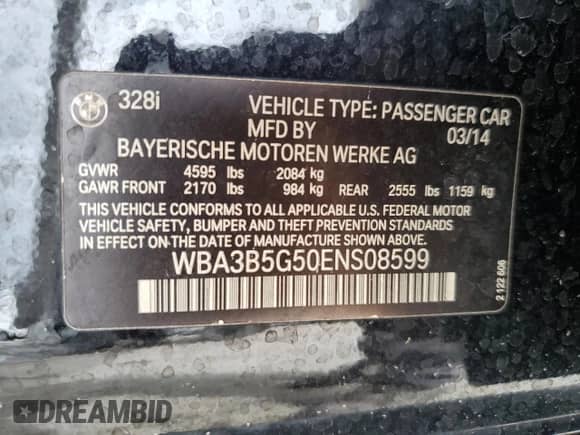 2014 BMW 3 Series 328i xDrive с VIN WBA3B5G50ENS08599, выставлен на аукционе Copart как лот 81977155 с пробегом 130 044 миль миль и Чистый • Clean title. История ставок и продаж доступна на DreamBid. Изображение 12.