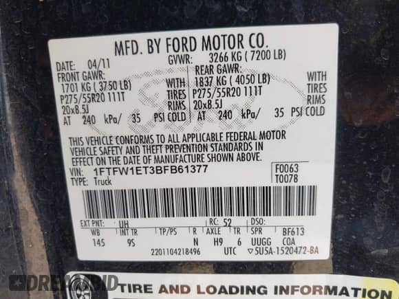 2011 Ford F-150 XLT z VIN 1FTFW1ET3BFB61377, wystawiony jako IAAI lot #42729449 z przebiegiem 127 958 mil mil oraz . Historia ofert i sprzedaży dostępna na DreamBid. Obrazek 9.