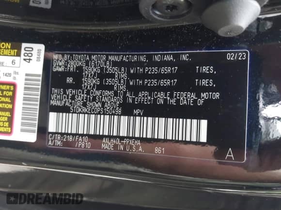 2023 Toyota Sienna LE z VIN 5TDKRKEC0PS150498, wystawiony jako IAAI lot #42909770 z przebiegiem 41 818 mil mil oraz . Historia ofert i sprzedaży dostępna na DreamBid. Obrazek 9.