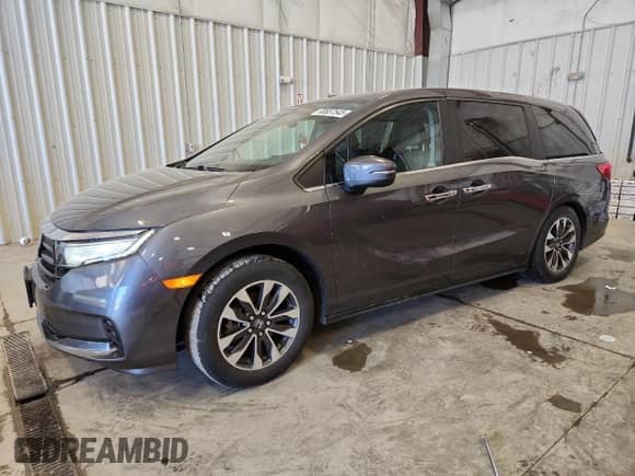 2021 Honda Odyssey EX-L with VIN 5FNRL6H79MB028468, listed as a Copart auction lot 80837545 with 77,630 mi miles and Salvage title. Bid and sale history available at DreamBid. Image 1.
