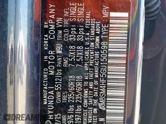 2016 Hyundai Santa Fe SE with VIN KM8SM4HF5GU150598, listed as a Copart auction lot 71462665 with 185,761 mi miles and Salvage title. Bid and sale history available at DreamBid. Image 13.