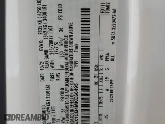 2021 Ford F-150 XL с VIN 1FTEX1CB4MKE66495, выставлен на аукционе Copart как лот 63427445 с пробегом 123 081 миль миль и Чистый • Clean title. История ставок и продаж доступна на DreamBid. Изображение 12.