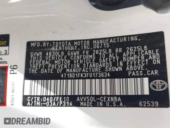 2015 Toyota Camry LE с VIN 4T1BD1FK3FU173634, выставлен на аукционе IAAI как лот 42471817 с пробегом 84 567 миль миль и . История ставок и продаж доступна на DreamBid. Изображение 9.