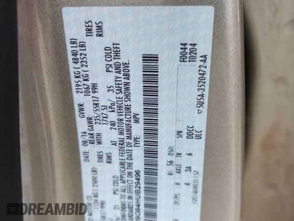 2017 Ford Escape SE with VIN 1FMCU9G94HUB29496, listed as a Copart auction lot 82409145 with 82,924 mi miles and Salvage title. Bid and sale history available at DreamBid. Image 13.