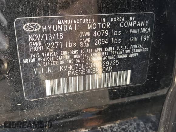 2019 Hyundai Ioniq SEL с VIN KMHC75LC3KU129725, выставлен на аукционе Copart как лот 82140175 с пробегом 113 941 миль миль и На запчасти • Non repairable. История ставок и продаж доступна на DreamBid. Изображение 13.