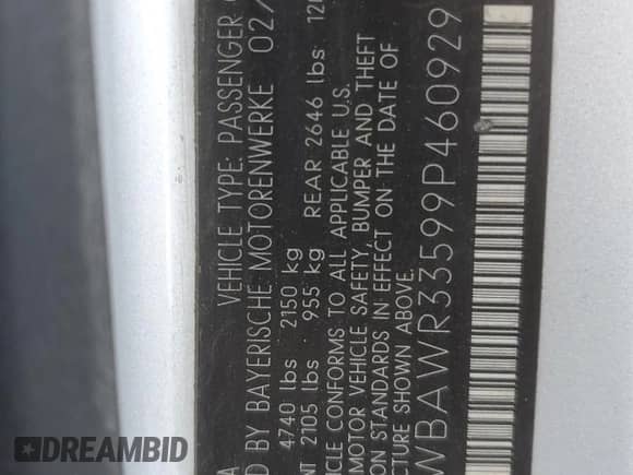 2009 BMW 3 Series 328i with VIN WBAWR33599P460929, listed as a Copart auction lot 84867615 with 123,688 mi miles and Salvage title. Bid and sale history available at DreamBid. Image 12.