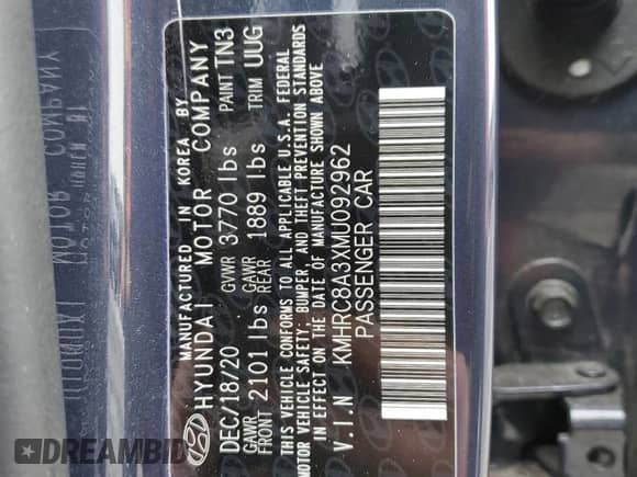 2021 Hyundai Venue SEL z VIN KMHRC8A3XMU092962, wystawiony jako Copart lot #38888154 z przebiegiem 33 770 mil mil oraz Nie do naprawy • Non repairable. Historia ofert i sprzedaży dostępna na DreamBid. Obrazek 13.