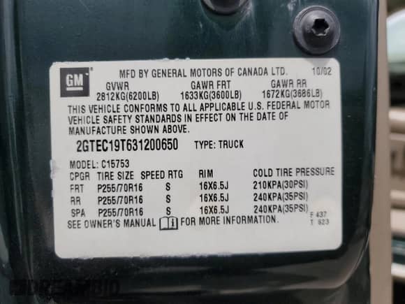 2003 GMC Sierra 1500 SLE с VIN 2GTEC19T631200650, выставлен на аукционе Copart как лот 68472175 с пробегом 151 438 миль миль и Списание • Salvage title. История ставок и продаж доступна на DreamBid. Изображение 12.