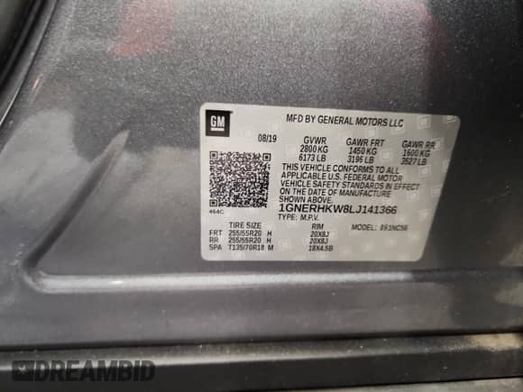 2020 Chevrolet Traverse LT с VIN 1GNERHKW8LJ141366, выставлен на аукционе Copart как лот 84766745 с пробегом 67 555 миль миль и Списание • Salvage title. История ставок и продаж доступна на DreamBid. Изображение 13.