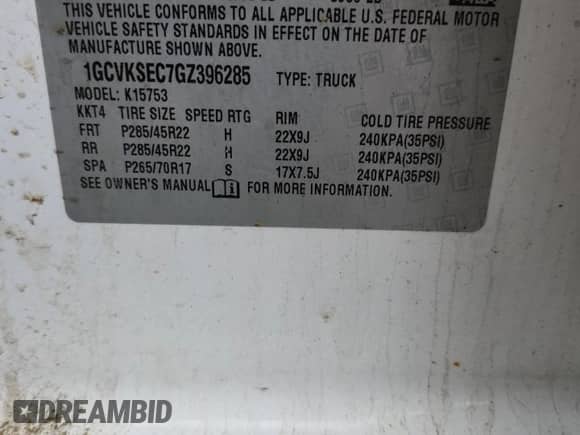 2016 Chevrolet Silverado 1500 LTZ с VIN 1GCVKSEC7GZ396285, выставлен на аукционе Copart как лот 61062935 с пробегом 127 190 миль миль и Списание • Salvage title. История ставок и продаж доступна на DreamBid. Изображение 13.