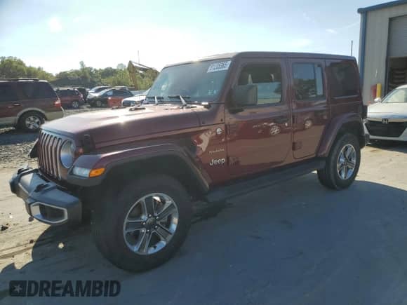 2021 Jeep Wrangler Unlimited Sahara with VIN 1C4HJXEG9MW580642, listed as a Copart auction lot 81205365 with Not provided miles and Salvage title. Bid and sale history available at DreamBid. Image 1.