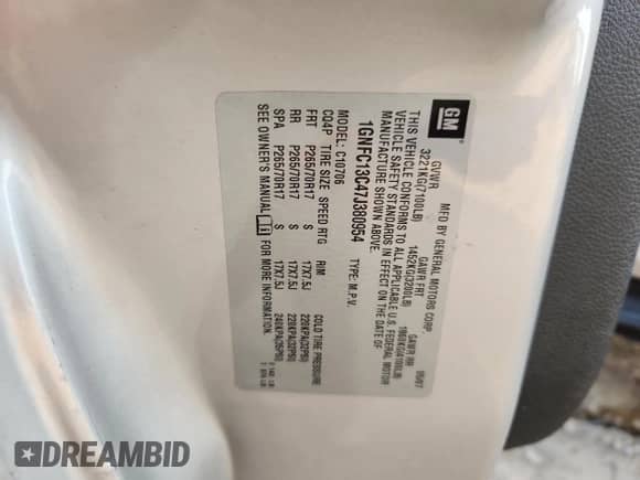 2007 Chevrolet Tahoe LS z VIN 1GNFC13C47J380954, wystawiony jako Copart lot #81503455 z przebiegiem 205 384 mil mil oraz Szkoda całkowita • Salvage title. Historia ofert i sprzedaży dostępna na DreamBid. Obrazek 13.