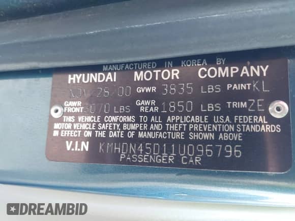 2001 Hyundai Elantra GLS с VIN KMHDN45D11U096796, выставлен на аукционе IAAI как лот 43431582 с пробегом 80 970 миль миль и . История ставок и продаж доступна на DreamBid. Изображение 9.