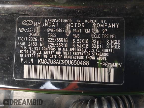 2013 Hyundai Tucson Limited с VIN KM8JU3AC9DU650488, выставлен на аукционе IAAI как лот 43115529 с пробегом 108 391 миль миль и . История ставок и продаж доступна на DreamBid. Изображение 9.