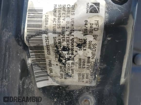 2005 Saturn ION ION 2 with VIN 1G8AJ54F35Z166023, listed as a Copart auction lot 70486215 with 149,547 mi miles and Salvage title. Bid and sale history available at DreamBid. Image 12.