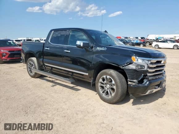 2023 Chevrolet Silverado 1500 High Country with VIN 1GCUDJE81PZ264988, listed as a Copart auction lot 63338175 with 50,477 mi miles and Salvage title. Bid and sale history available at DreamBid. Image 4.