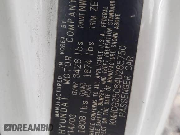 2004 Hyundai Accent GL с VIN KMHCG35C84U285750, выставлен на аукционе Copart как лот 85443094 с пробегом 167 169 миль миль и Списание • Salvage title. История ставок и продаж доступна на DreamBid. Изображение 14.