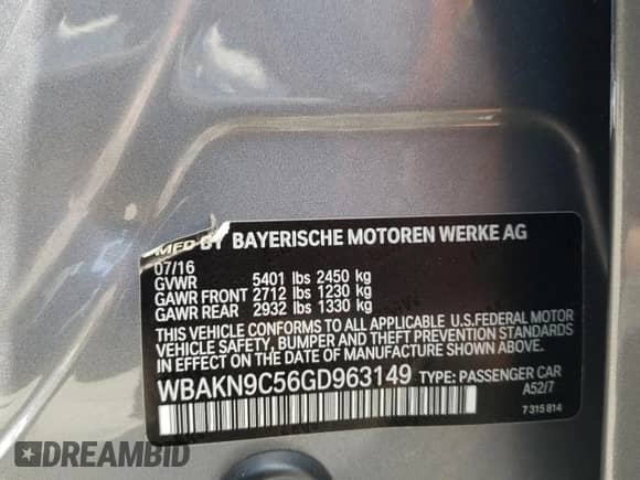 2016 BMW 5 Series 550i z VIN WBAKN9C56GD963149, wystawiony jako Copart lot #62416315 z przebiegiem 146 209 mil mil oraz Szkoda całkowita • Salvage title. Historia ofert i sprzedaży dostępna na DreamBid. Obrazek 13.