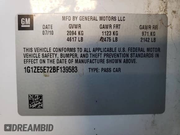 2011 Chevrolet Malibu LTZ with VIN 1G1ZE5E72BF139583, listed as a Copart auction lot 77953844 with 65,938 mi miles and Clean title. Bid and sale history available at DreamBid. Image 12.