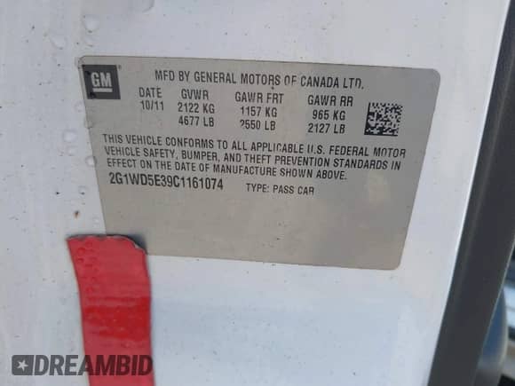 2012 Chevrolet Impala Police Police z VIN 2G1WD5E39C1161074, wystawiony jako IAAI lot #41906834 z przebiegiem Nie podano mil oraz . Historia ofert i sprzedaży dostępna na DreamBid. Obrazek 9.