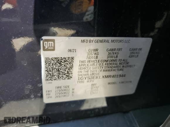 2021 Cadillac Escalade Sport with VIN 1GYS3EKLXMR401944, listed as a Copart auction lot 76787164 with 49,396 mi miles and Salvage title. Bid and sale history available at DreamBid. Image 13.