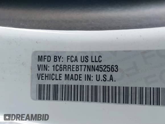 2022 Ram 1500 Big Horn z VIN 1C6RREBT7NN452563, wystawiony jako IAAI lot #41297916 z przebiegiem 27 231 mil mil oraz . Historia ofert i sprzedaży dostępna na DreamBid. Obrazek 9.
