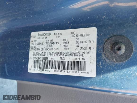 2004 Dodge 1500 SLT с VIN 1D7HA18NX4J282269, выставлен на аукционе IAAI как лот 43527546 с пробегом 120 392 миль миль и . История ставок и продаж доступна на DreamBid. Изображение 9.