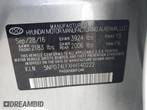 2017 Hyundai Elantra SE с VIN 5NPD74LFXHH140222, выставлен на аукционе Copart как лот 84003325 с пробегом 115 975 миль миль и Списание • Salvage title. История ставок и продаж доступна на DreamBid. Изображение 12.