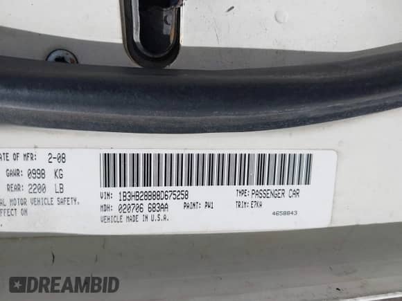 2008 Dodge Caliber SE with VIN 1B3HB28B88D675258, listed as a IAAI auction lot 42633251 with 178,471 mi miles and . Bid and sale history available at DreamBid. Image 9.