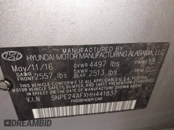 2017 Hyundai Sonata SE с VIN 5NPE24AFXHH441837, выставлен на аукционе IAAI как лот 43051578 с пробегом 151 662 миль миль и . История ставок и продаж доступна на DreamBid. Изображение 9.