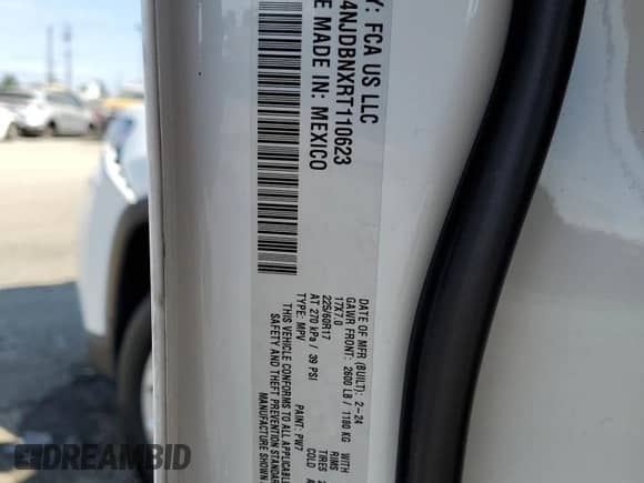 2024 Jeep Compass Latitude with VIN 3C4NJDBNXRT110623, listed as a Copart auction lot 80965655 with 60,432 mi miles and Salvage title. Bid and sale history available at DreamBid. Image 13.