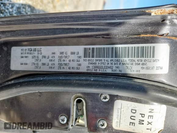 2018 Ram 1500 SLT с VIN 1C6RR6GG9JS324452, выставлен на аукционе Copart как лот 61229885 с пробегом 164 145 миль миль и Чистый • Clean title. История ставок и продаж доступна на DreamBid. Изображение 12.