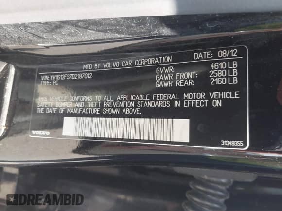 2013 Volvo S60 T5 Premier с VIN YV1612FS7D2187012, выставлен на аукционе IAAI как лот 42977170 с пробегом 86 988 миль миль и . История ставок и продаж доступна на DreamBid. Изображение 9.
