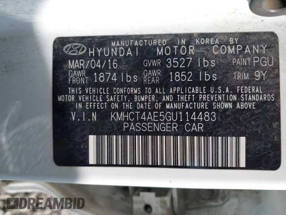 2016 Hyundai Accent SE с VIN KMHCT4AE5GU114483, выставлен на аукционе IAAI как лот 43121736 с пробегом 123 266 миль миль и . История ставок и продаж доступна на DreamBid. Изображение 9.