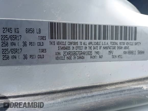 2016 Dodge Grand Caravan SE с VIN 2C4RDGBG7GR401835, выставлен на аукционе IAAI как лот 41620861 с пробегом 117 359 миль миль и . История ставок и продаж доступна на DreamBid. Изображение 9.