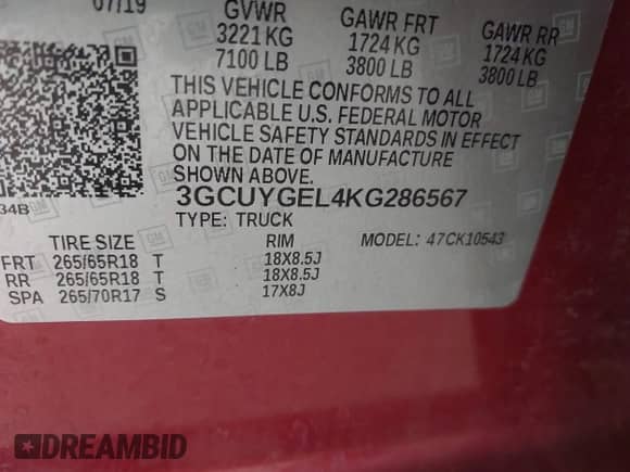 2019 Chevrolet Silverado 1500 LTZ с VIN 3GCUYGEL4KG286567, выставлен на аукционе IAAI как лот 42475533 с пробегом 77 386 миль миль и . История ставок и продаж доступна на DreamBid. Изображение 9.