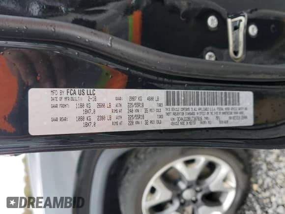 2018 Jeep Compass Limited с VIN 3C4NJDCB8JT307816, выставлен на аукционе Copart как лот 85570995 с пробегом 79 853 миль миль и Списание • Salvage title. История ставок и продаж доступна на DreamBid. Изображение 14.